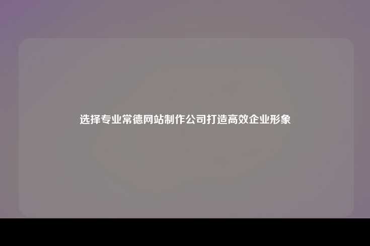 选择专业常德网站制作公司打造高效企业形象