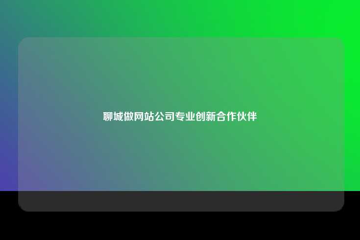 聊城做网站公司专业创新合作伙伴