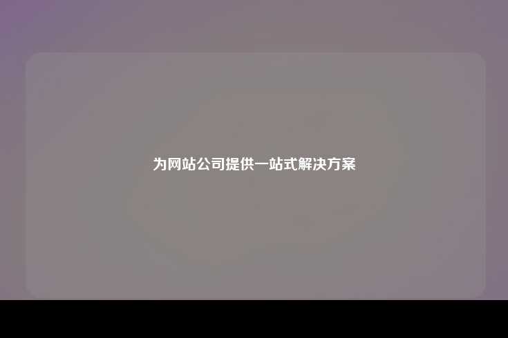 为网站公司提供一站式解决方案