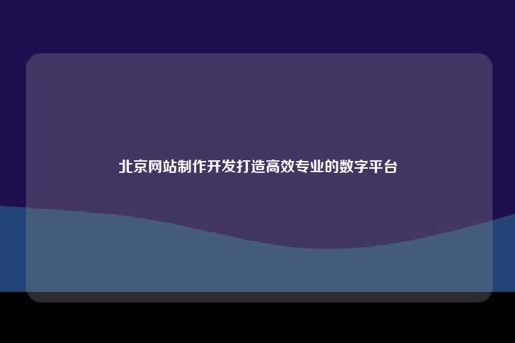 北京网站制作开发，打造高效专业的数字平台