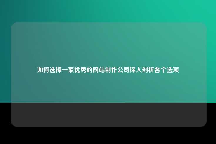 如何选择一家优秀的网站制作公司深入剖析各个选项