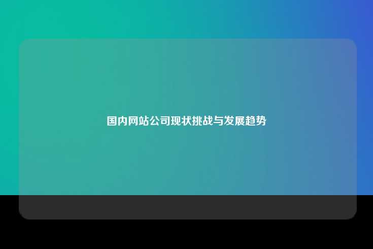 国内网站公司现状挑战与发展趋势