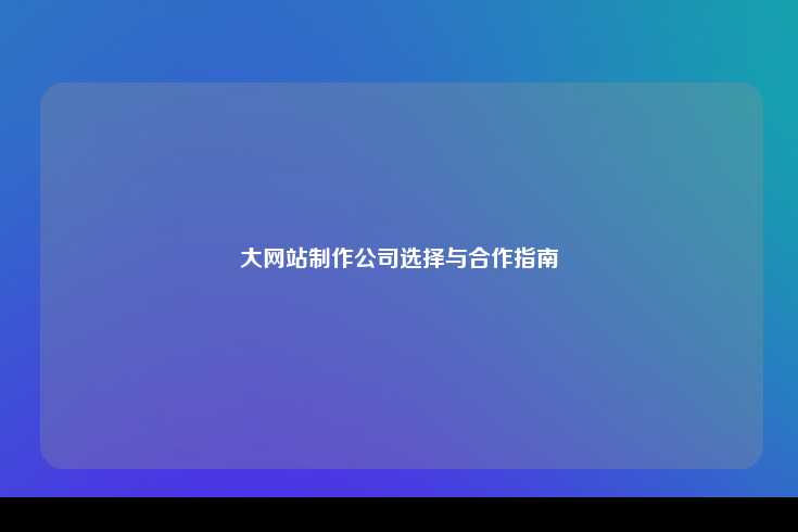 大型网站制作公司简介